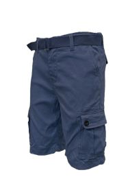 Weiv Mens Belted Cargo Shorts with Belt (Color: Navy, size: 40)